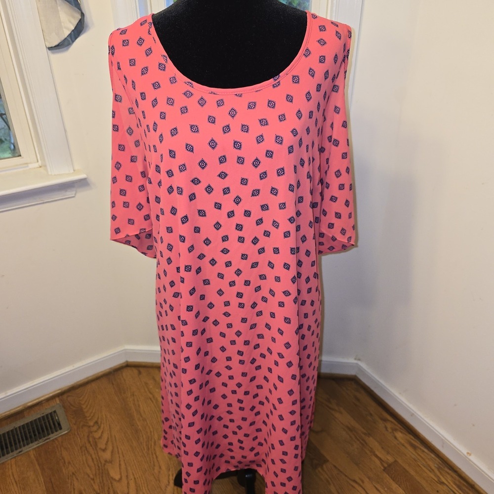 ING+ Cold Shoulder Dress Womens Size 1X Pink And Black